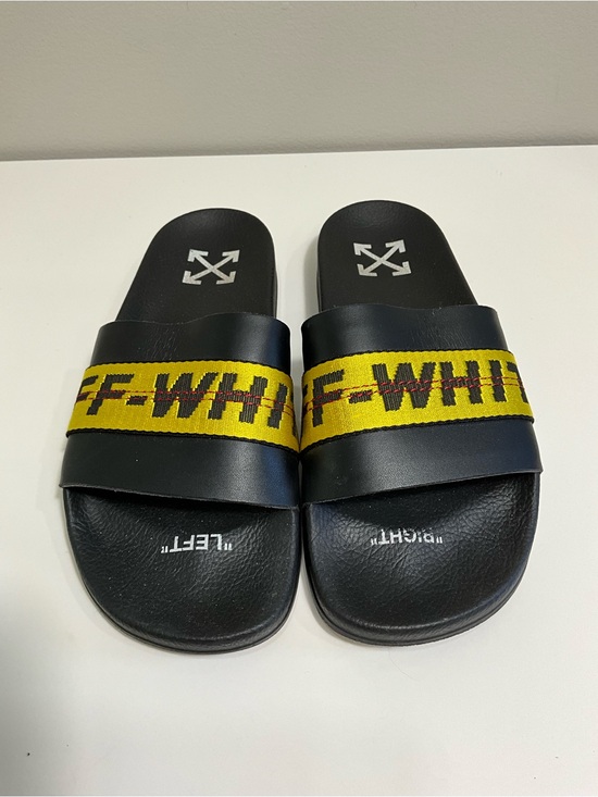 OFF-WHITE Industrial Belt Slides Black Yellow Logo Sandals EU 41 Virgil Abloh main image 4